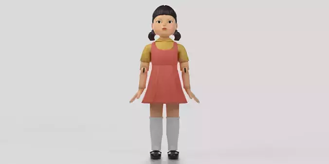 Squid Game Doll rigged 3D model Low poly