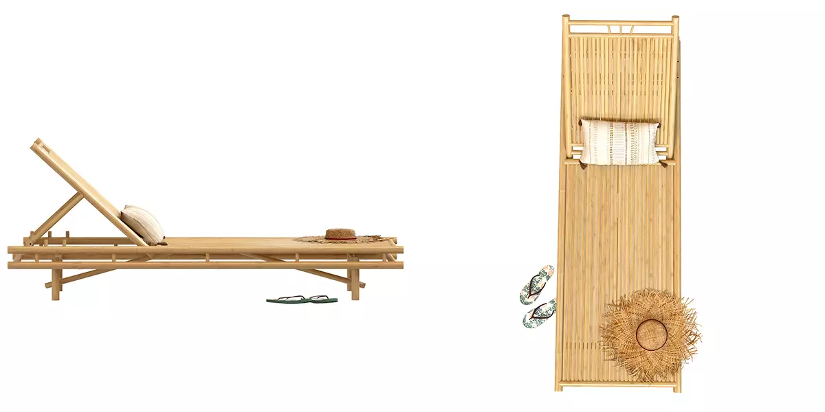 Bamboo Sunbed Gossy Free 3D model_2