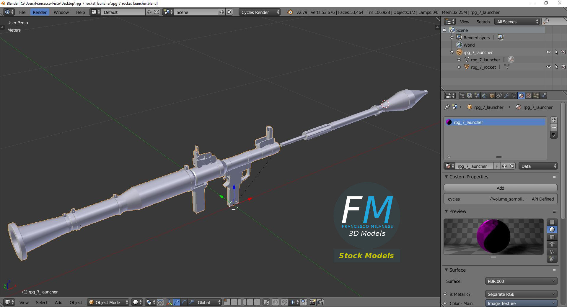 RPG-7 rocket launcher 3D model_9