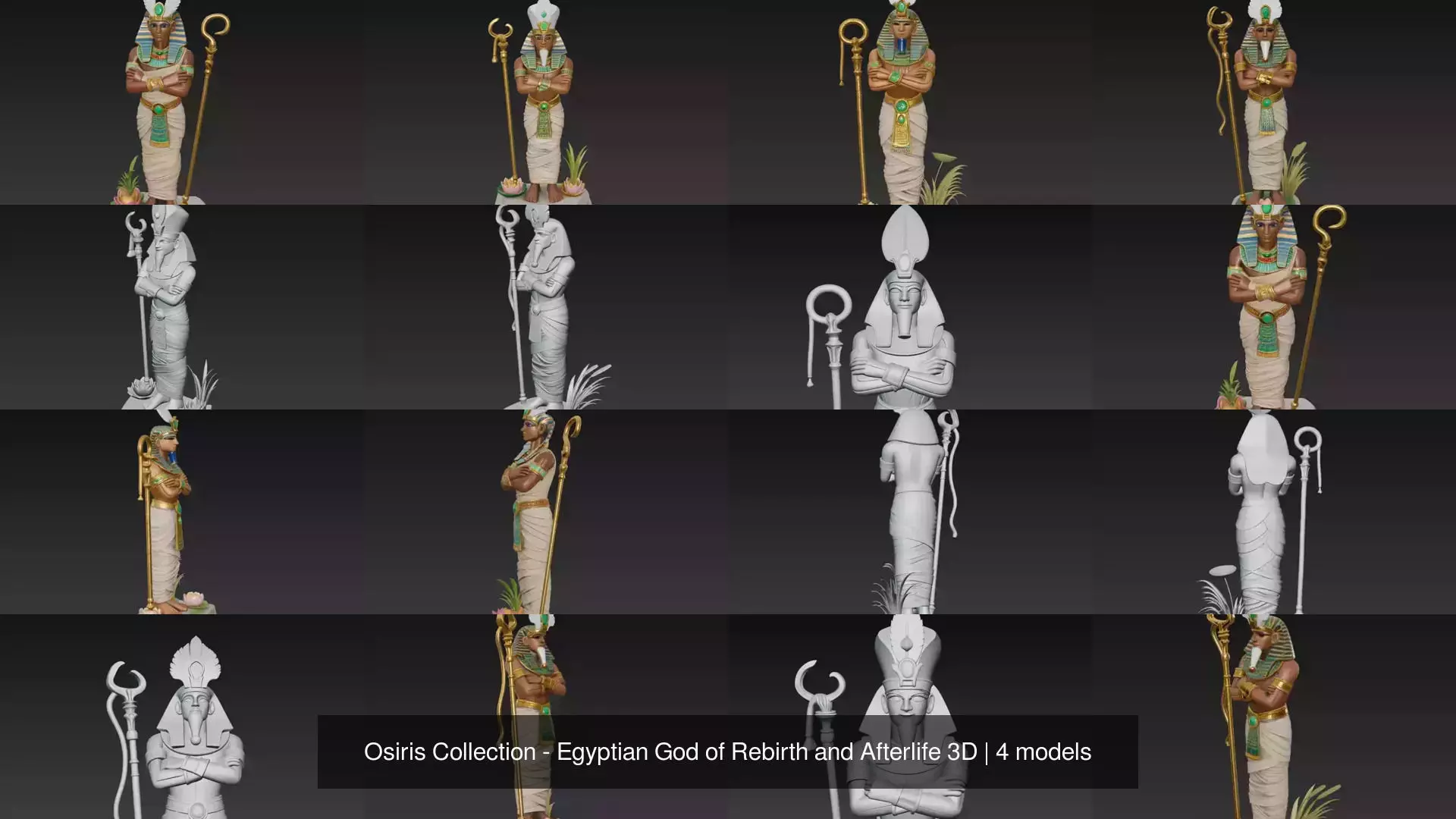 Osiris Collection - Egyptian God of Rebirth and Afterlife 3D _0