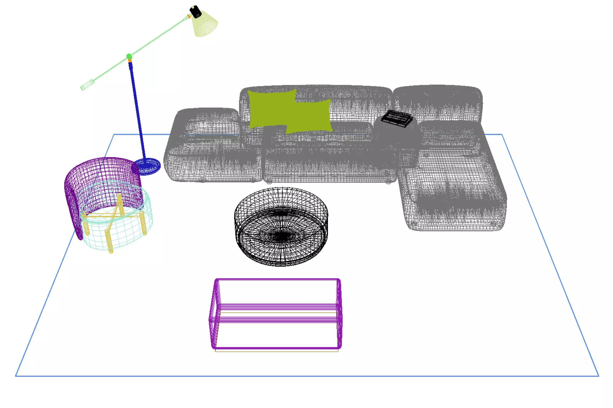 Leather sofa set11 Free 3D model_6