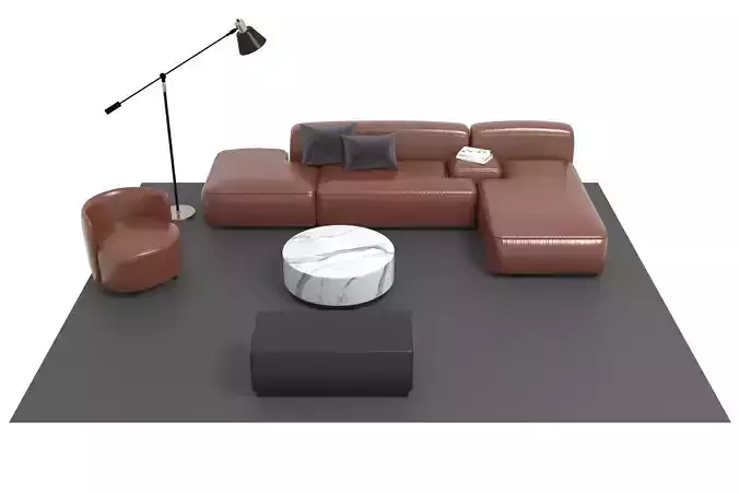 Leather sofa set11 Free 3D model Leather sofa set11 Free 3D model
