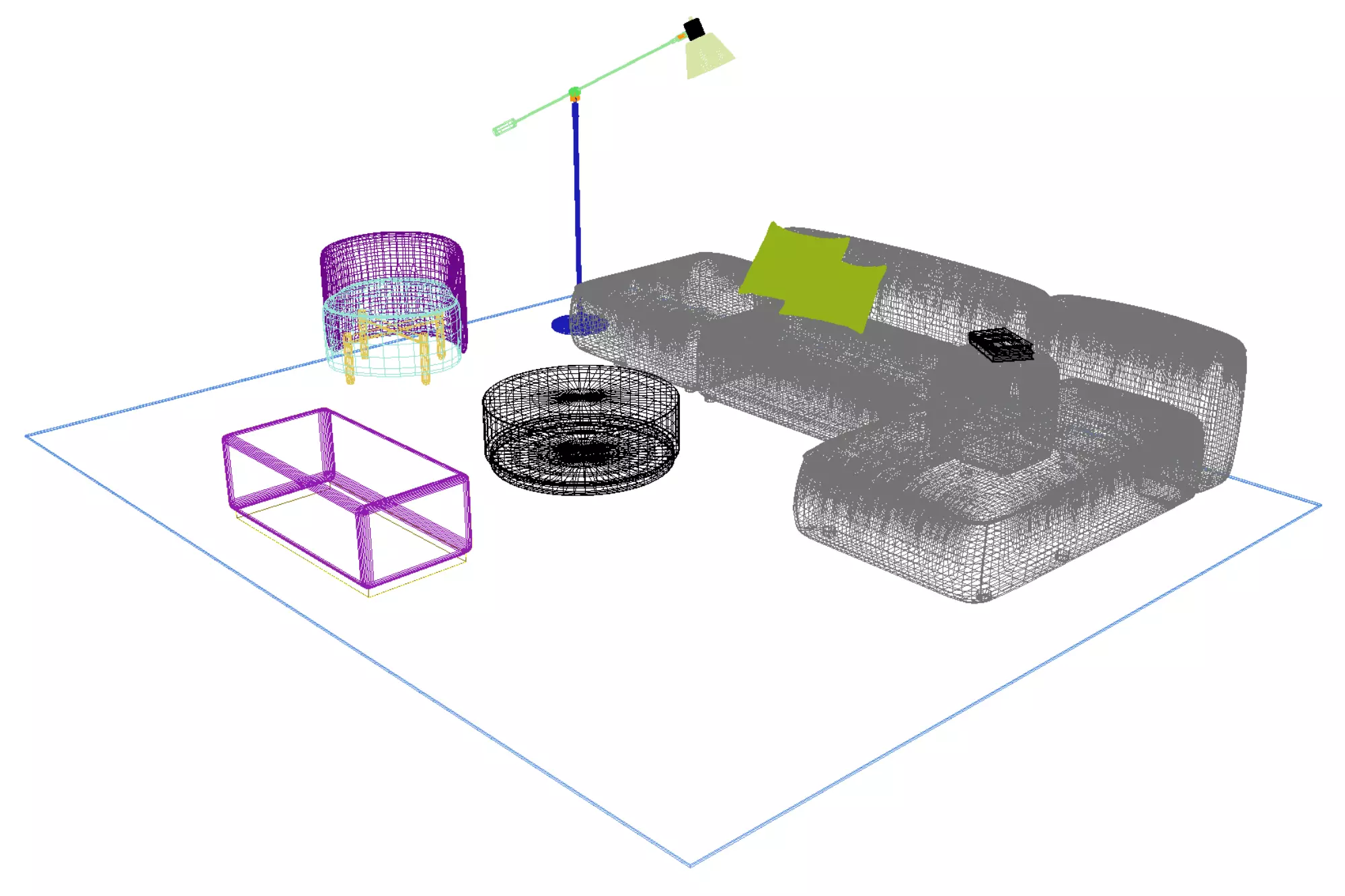 Leather sofa set11 Free 3D model_5