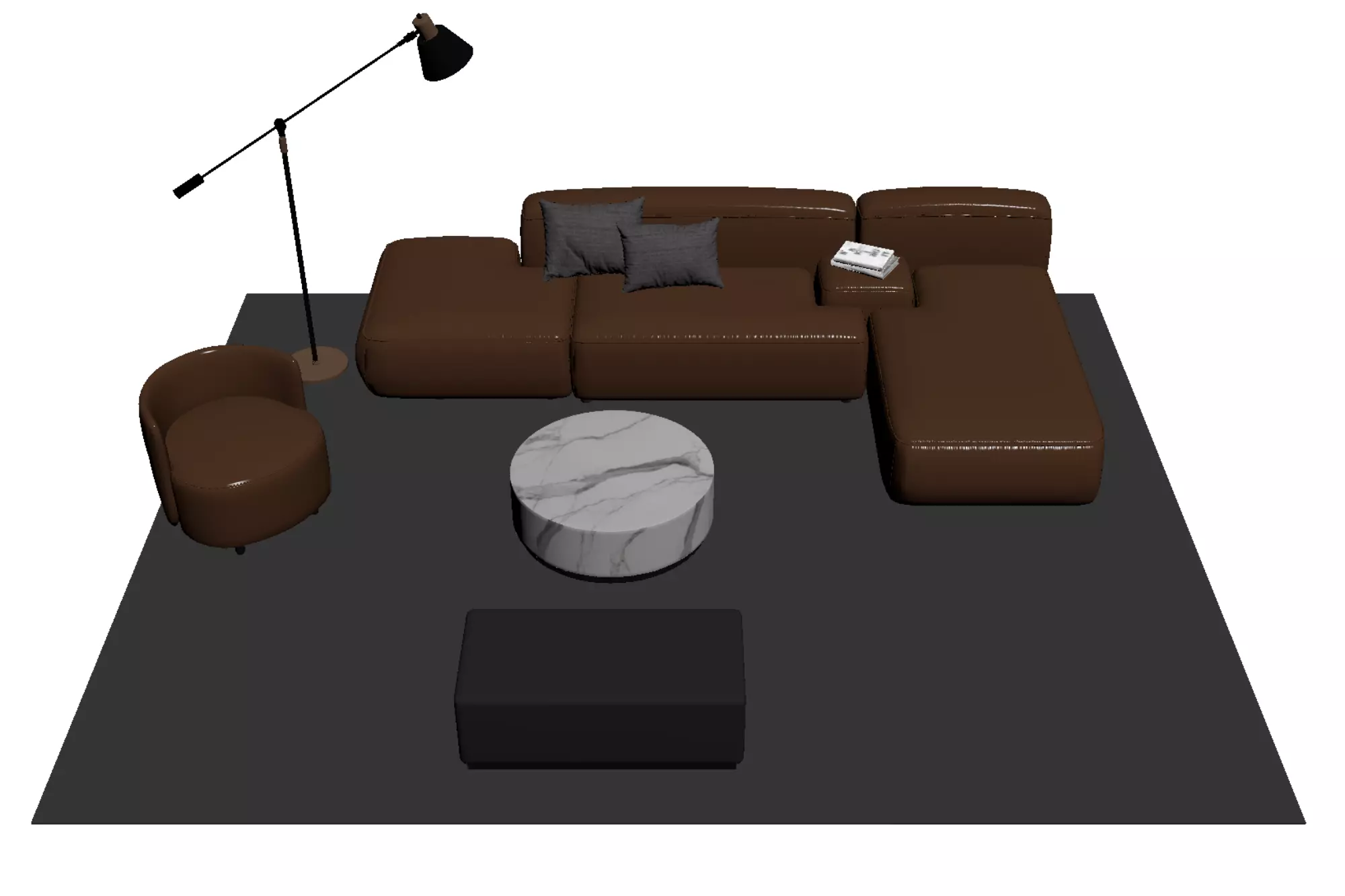 Leather sofa set11 Free 3D model_4