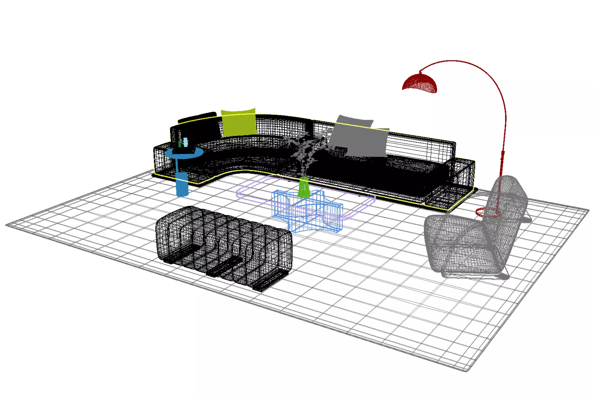Leather sofa set13 3D model_5