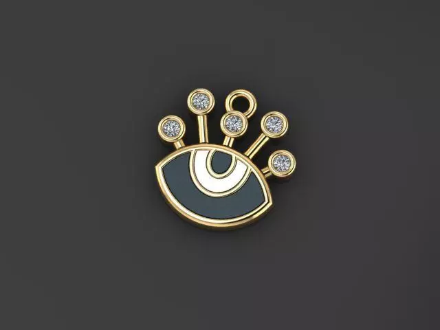 Enameled Eye Pendant 3D print model_0
