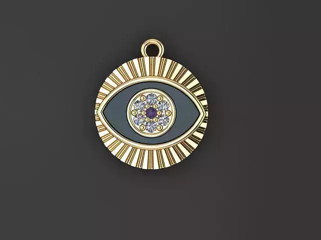 Enameled Eye Pendant