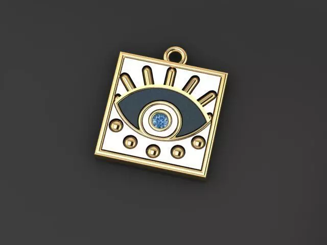 Enameled Eye Pendant 3D print model_0