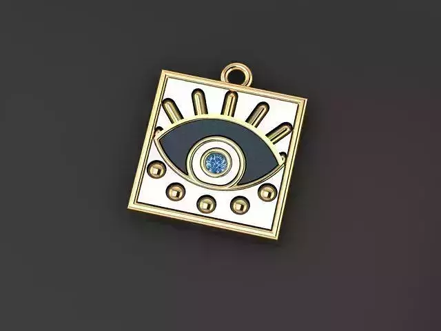 Enameled Eye Pendant
