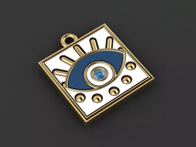 Enameled Eye Pendant 3D print model_1