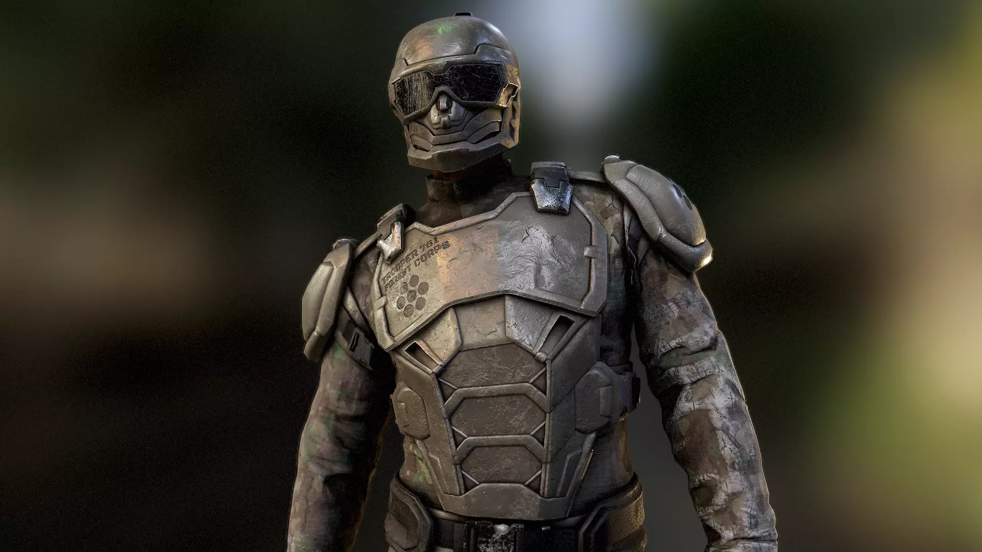 Forest Corps Trooper Rigged and Animated Low-poly 3D model