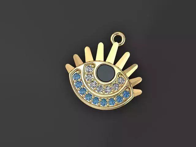 Enameled Eye Pendant