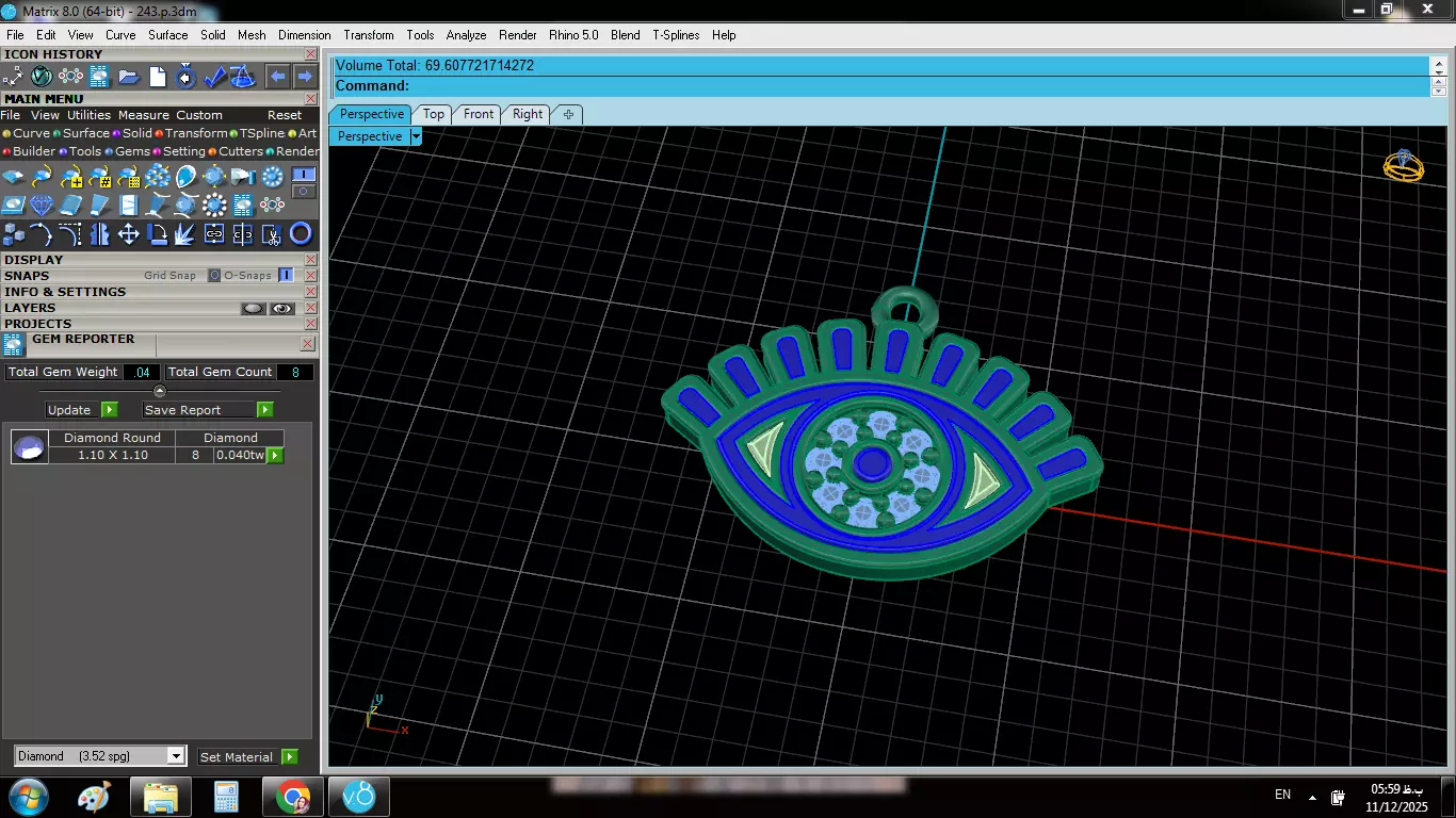Enameled Eye Pendant 3D print model_4