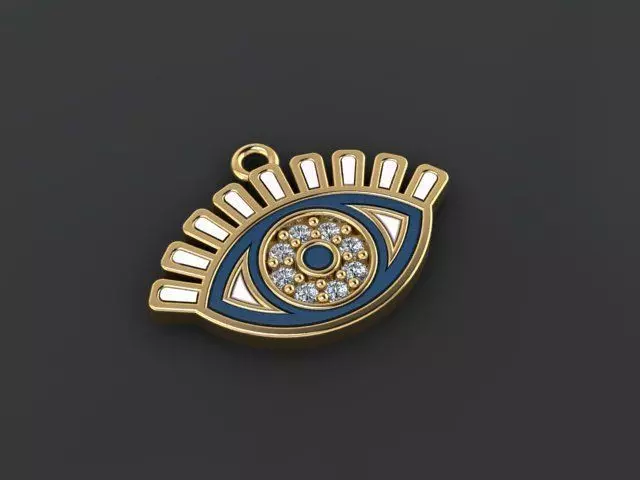 Enameled Eye Pendant 3D print model_0