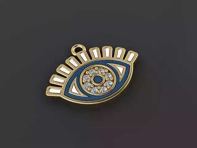 Enameled Eye Pendant