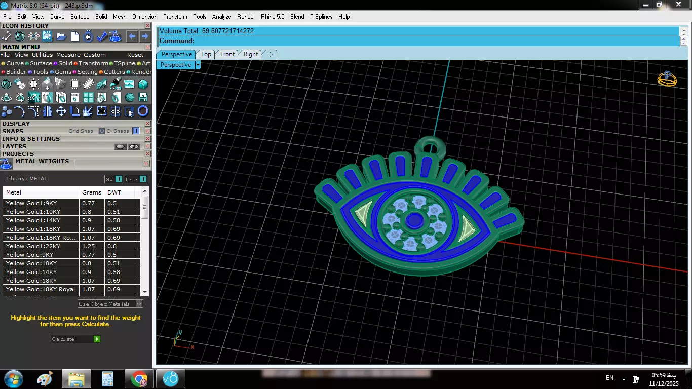 Enameled Eye Pendant 3D print model_3