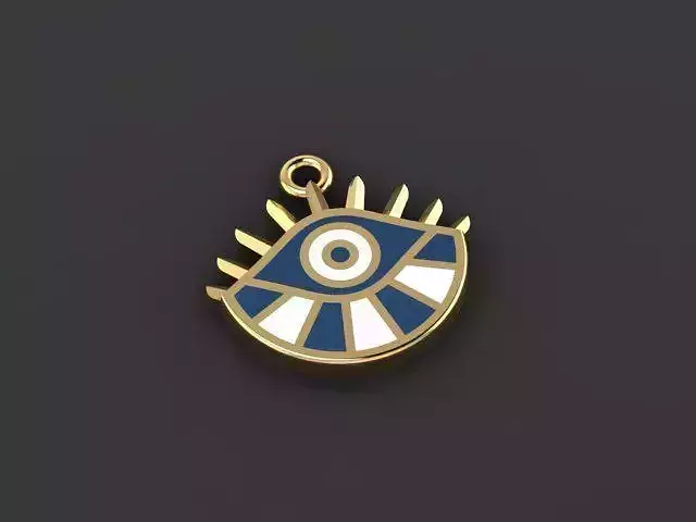 Enameled Eye Pendant