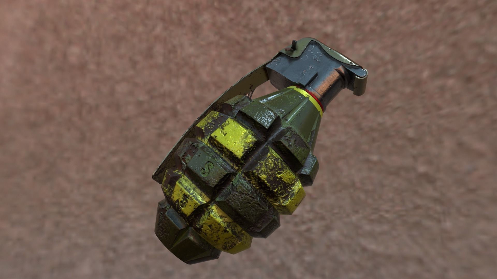 Granata grenade on side of road Free low-poly 3D model_3