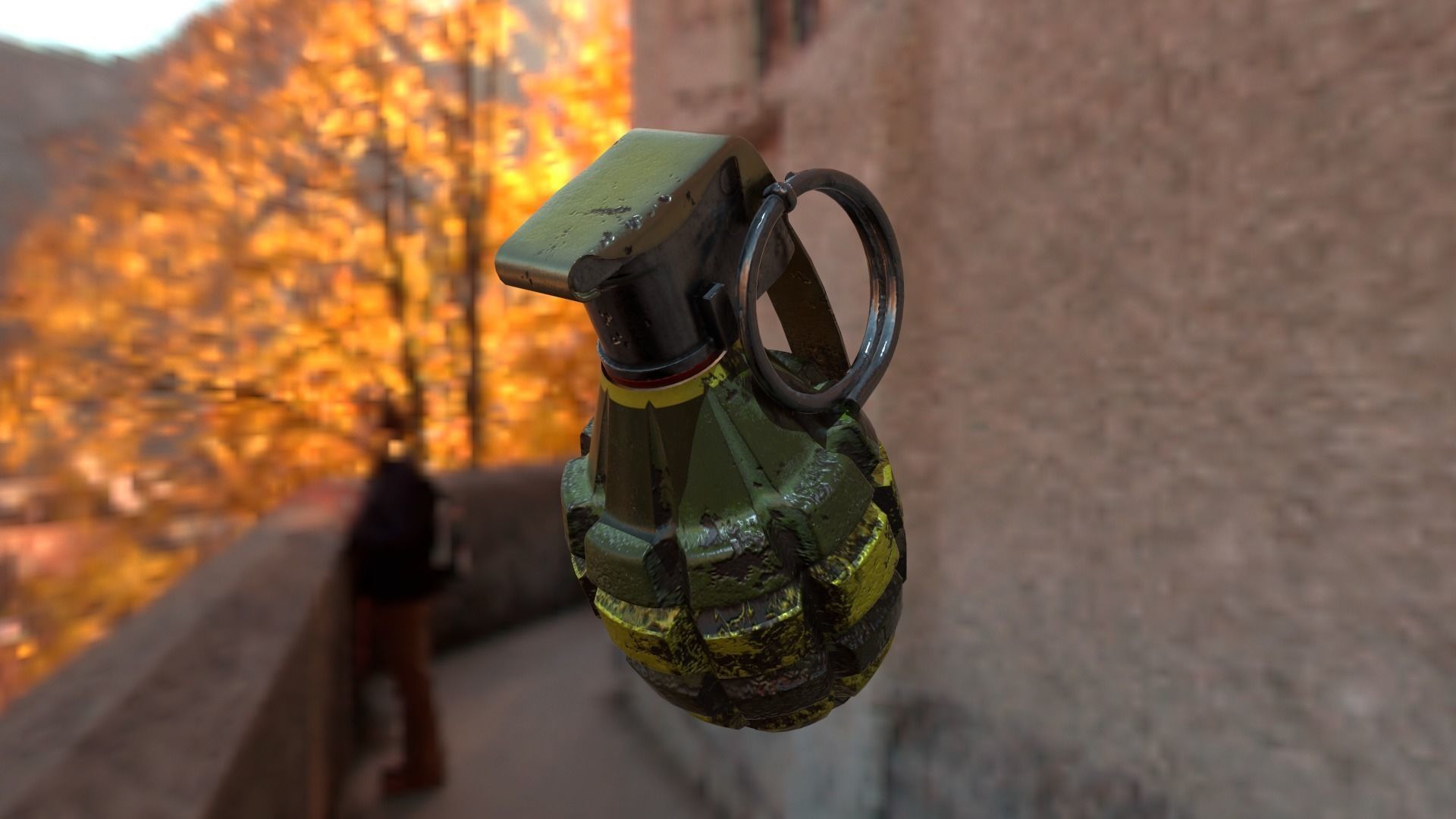 Granata grenade on side of road Free low-poly 3D model_2