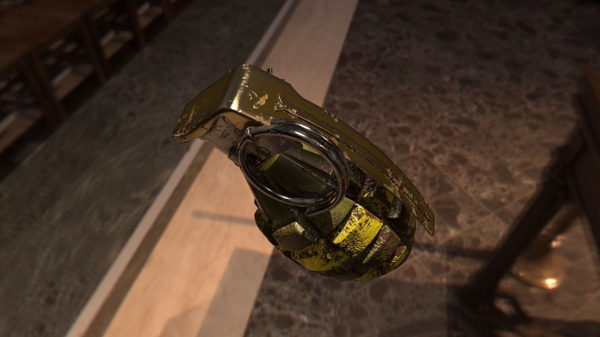 Granata grenade on side of road Free low-poly 3D model_6