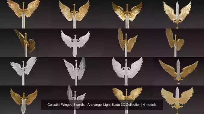 Celestial Winged Swords - Archangel Light Blade 3D Collection