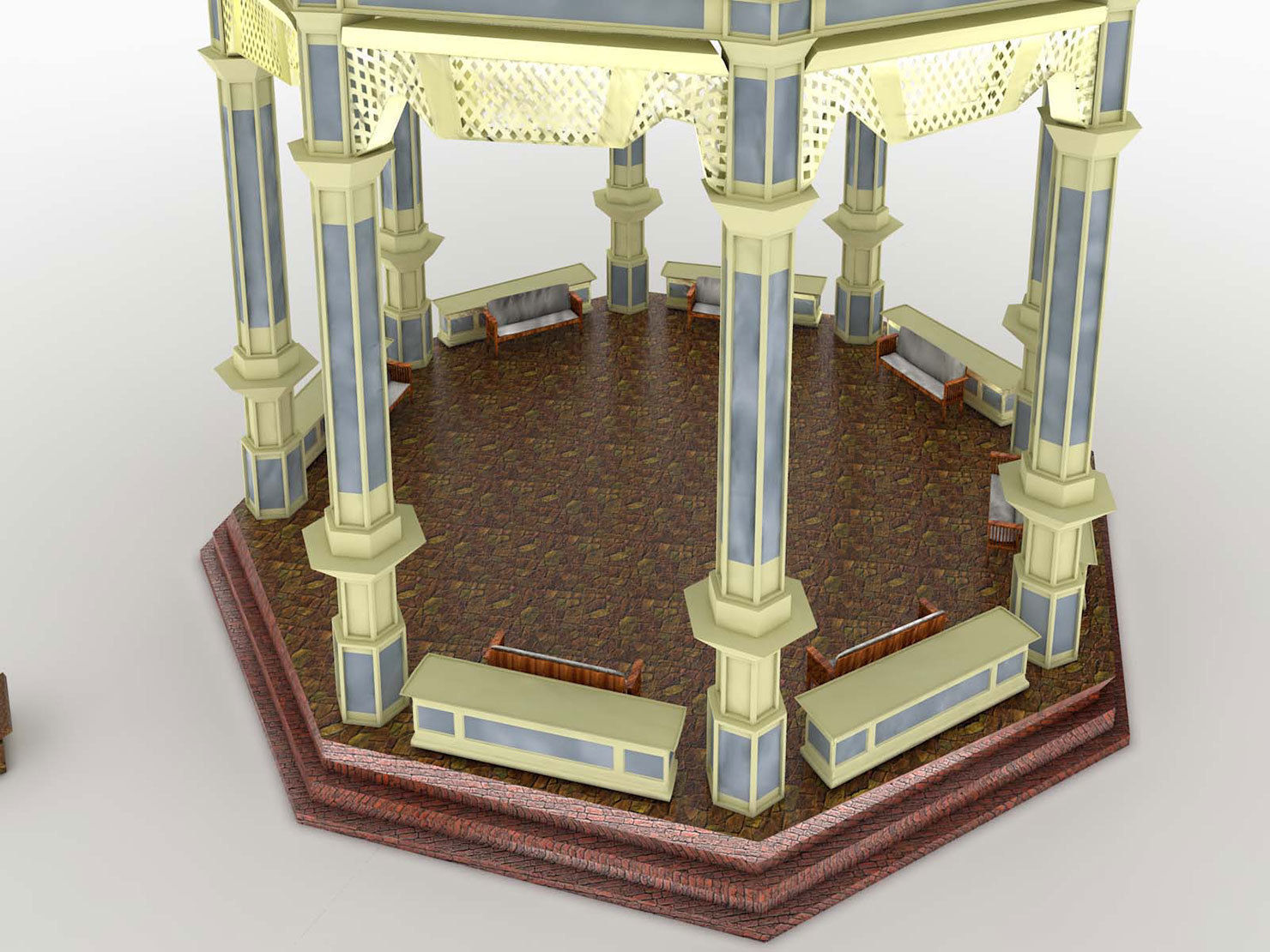 Gazebo Octogonal Victorian Style 3D model_5