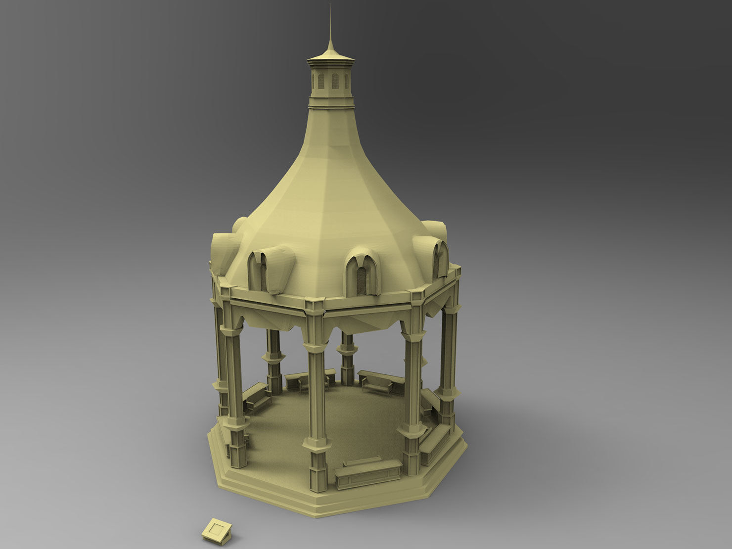 Gazebo Octogonal Victorian Style 3D model_10
