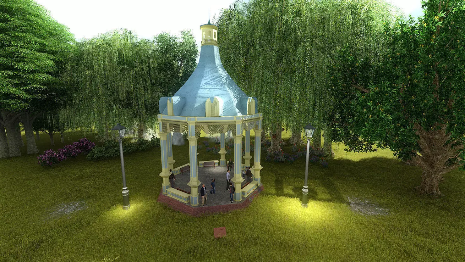 Gazebo Octogonal Victorian Style 3D model_0