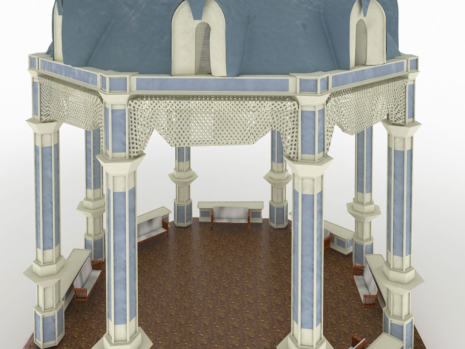 Gazebo Octogonal Victorian Style 3D model_4
