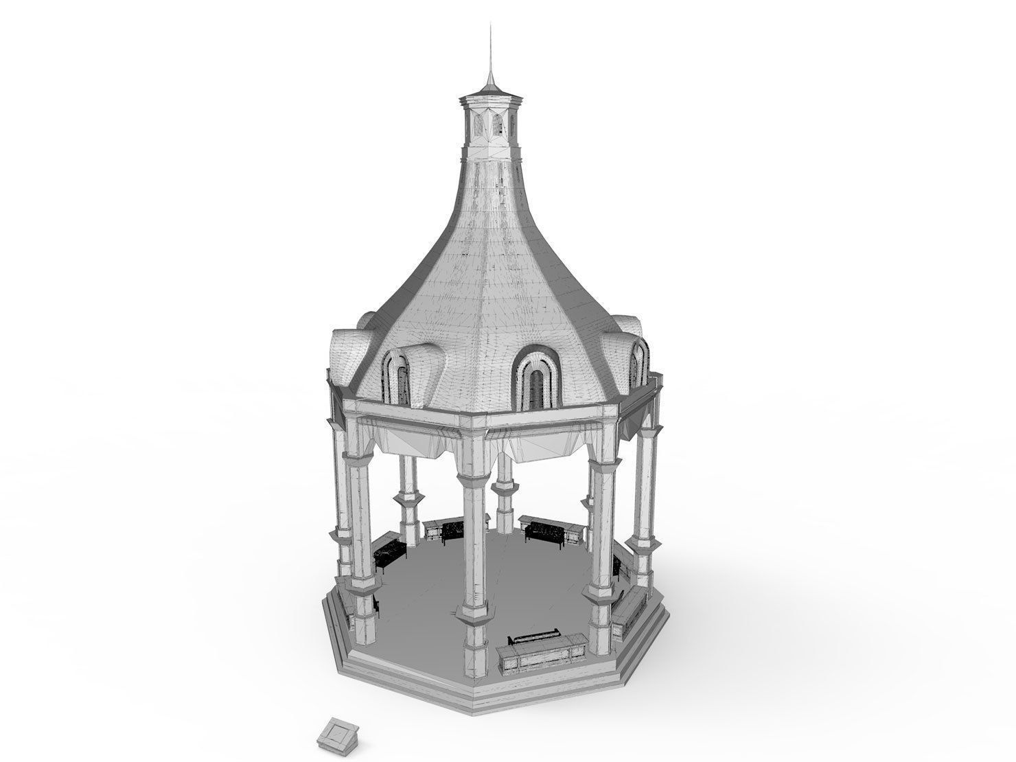 Gazebo Octogonal Victorian Style 3D model_12