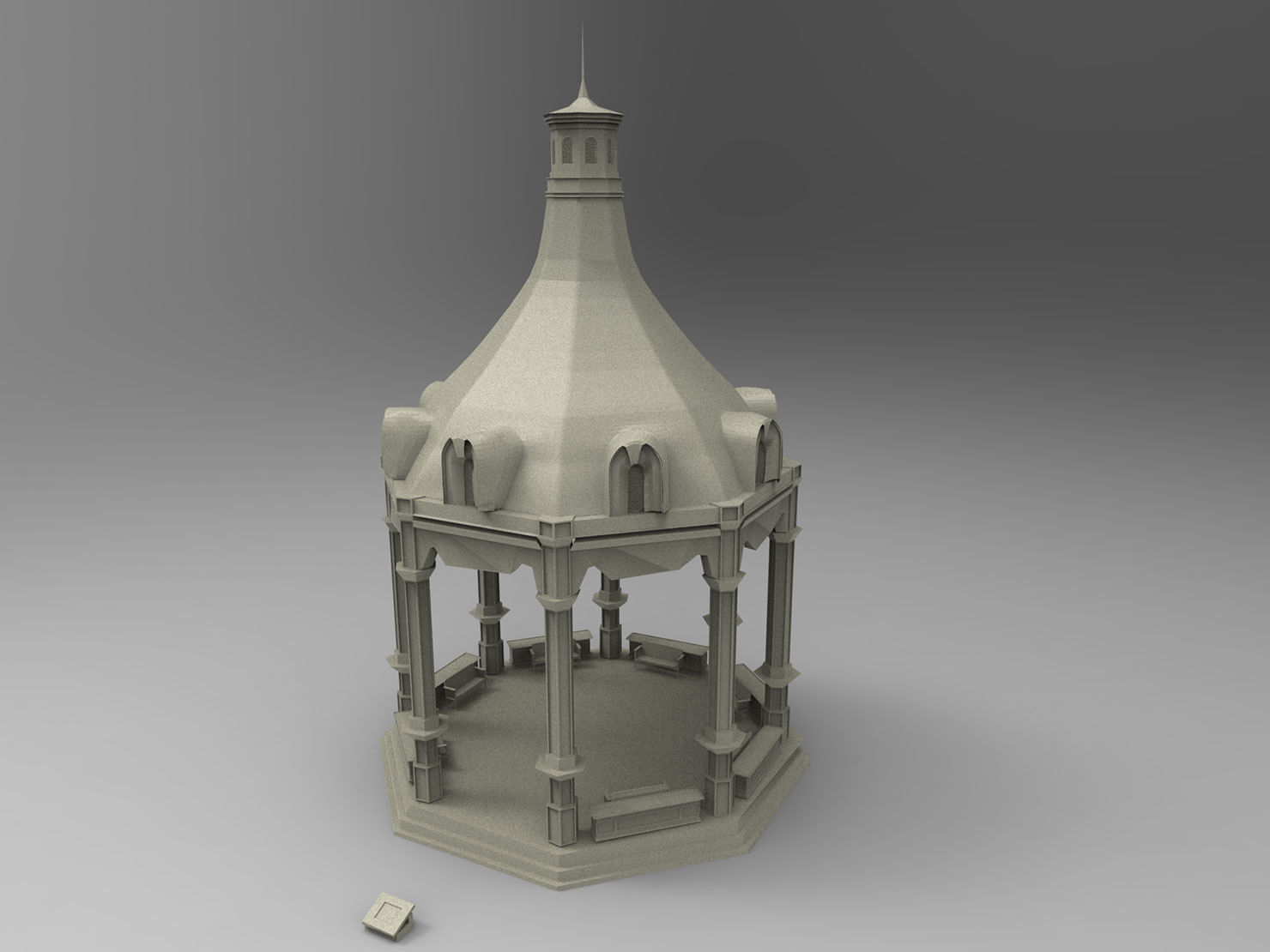 Gazebo Octogonal Victorian Style 3D model_11