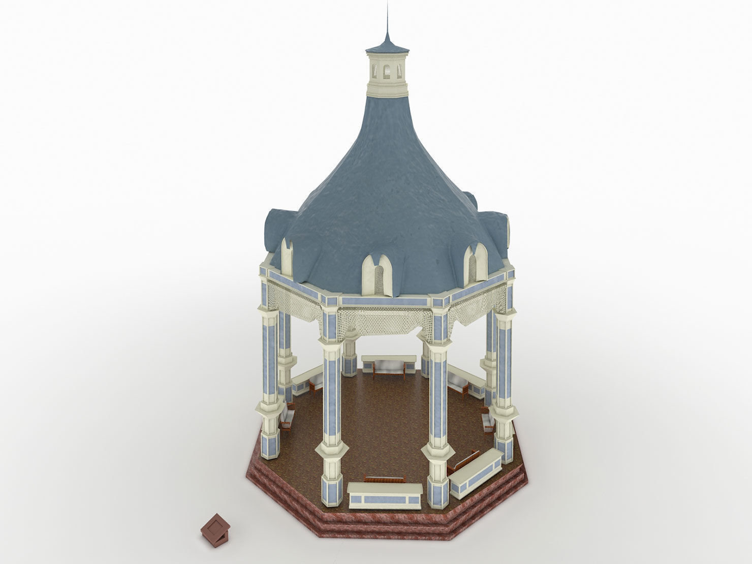 Gazebo Octogonal Victorian Style 3D model_2