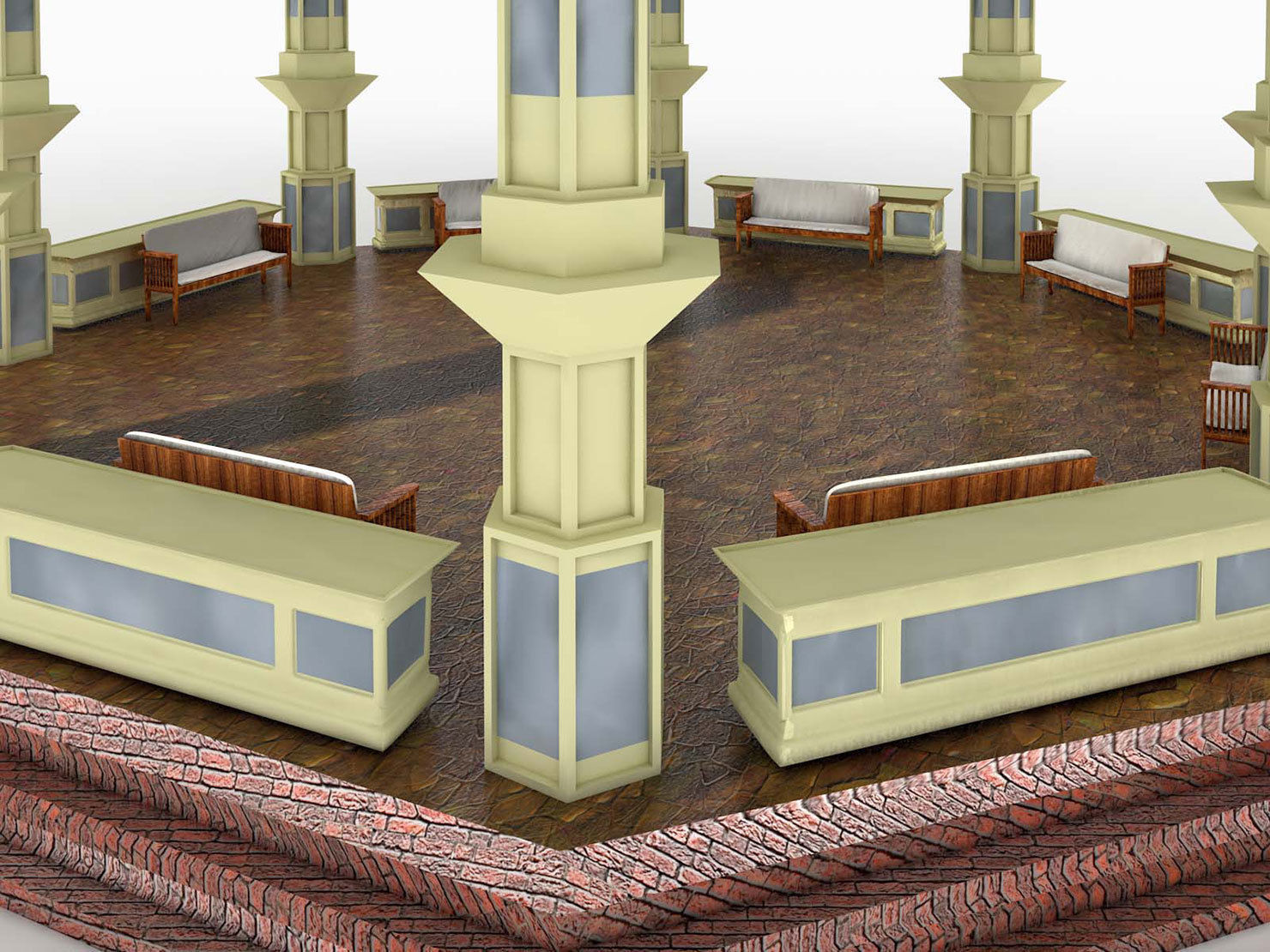 Gazebo Octogonal Victorian Style 3D model_8