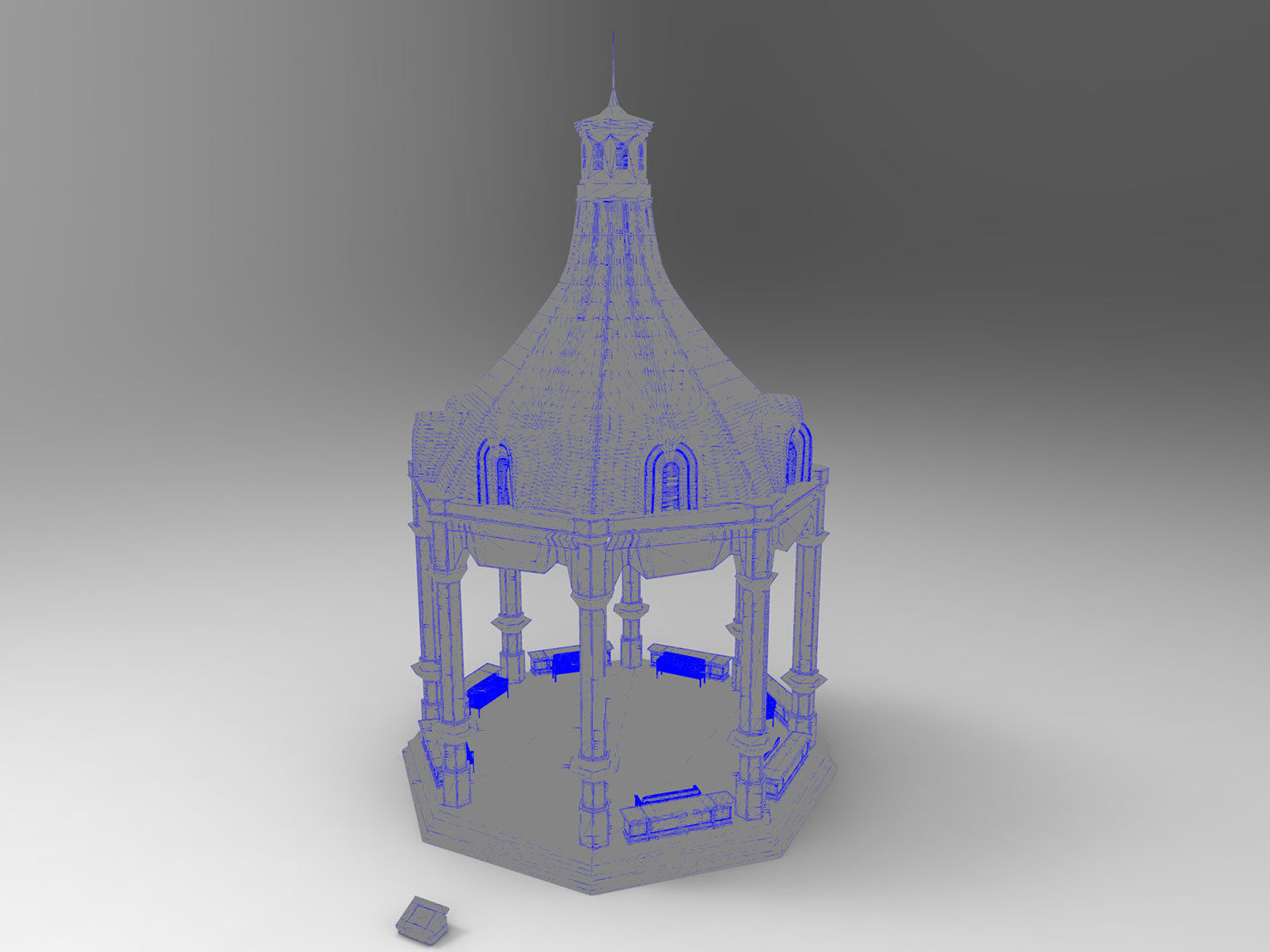 Gazebo Octogonal Victorian Style 3D model_9