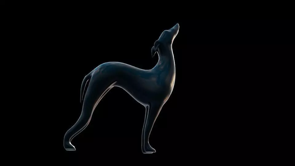 Art Deco Dog Statue Low-poly 3D model_4