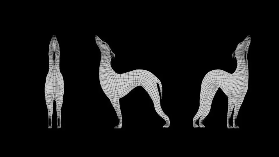 Art Deco Dog Statue Low-poly 3D model_1