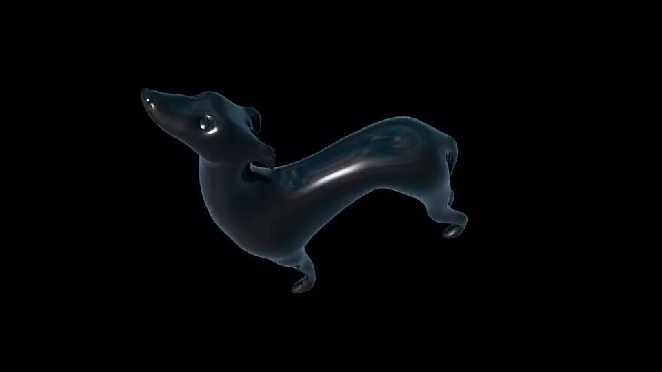 Art Deco Dog Statue Low-poly 3D model_2