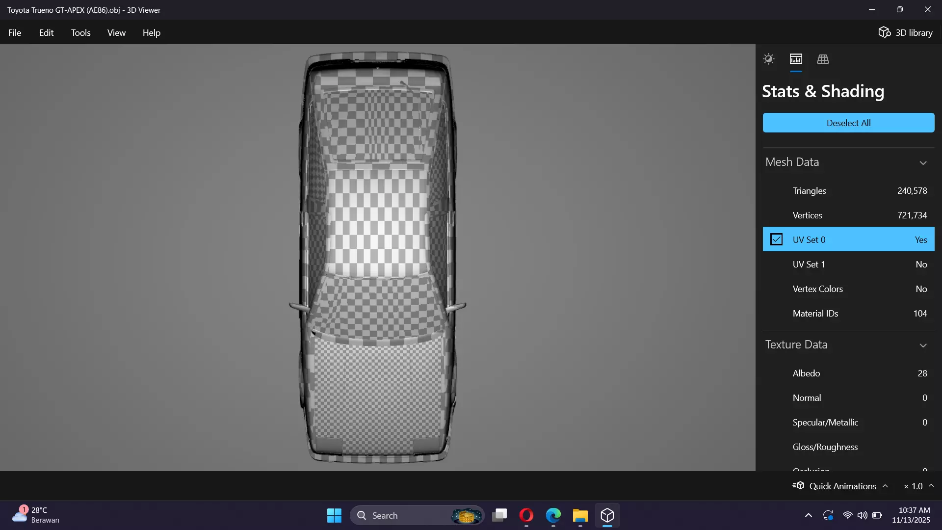 Initial D Takumi Toyota AE86 Trueno GT-Apex  Low-poly 3D model_29