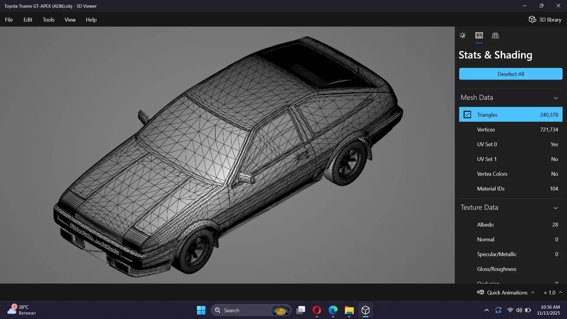 Initial D Takumi Toyota AE86 Trueno GT-Apex  Low-poly 3D model_26