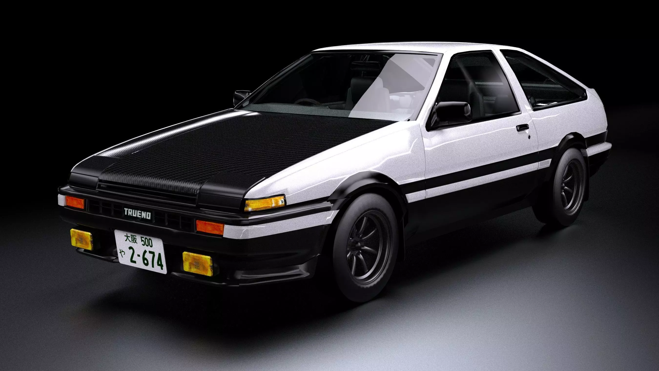 Initial D Takumi Toyota AE86 Trueno GT-Apex  Low-poly 3D model_4