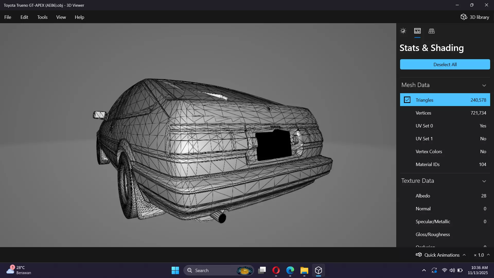Initial D Takumi Toyota AE86 Trueno GT-Apex  Low-poly 3D model_27