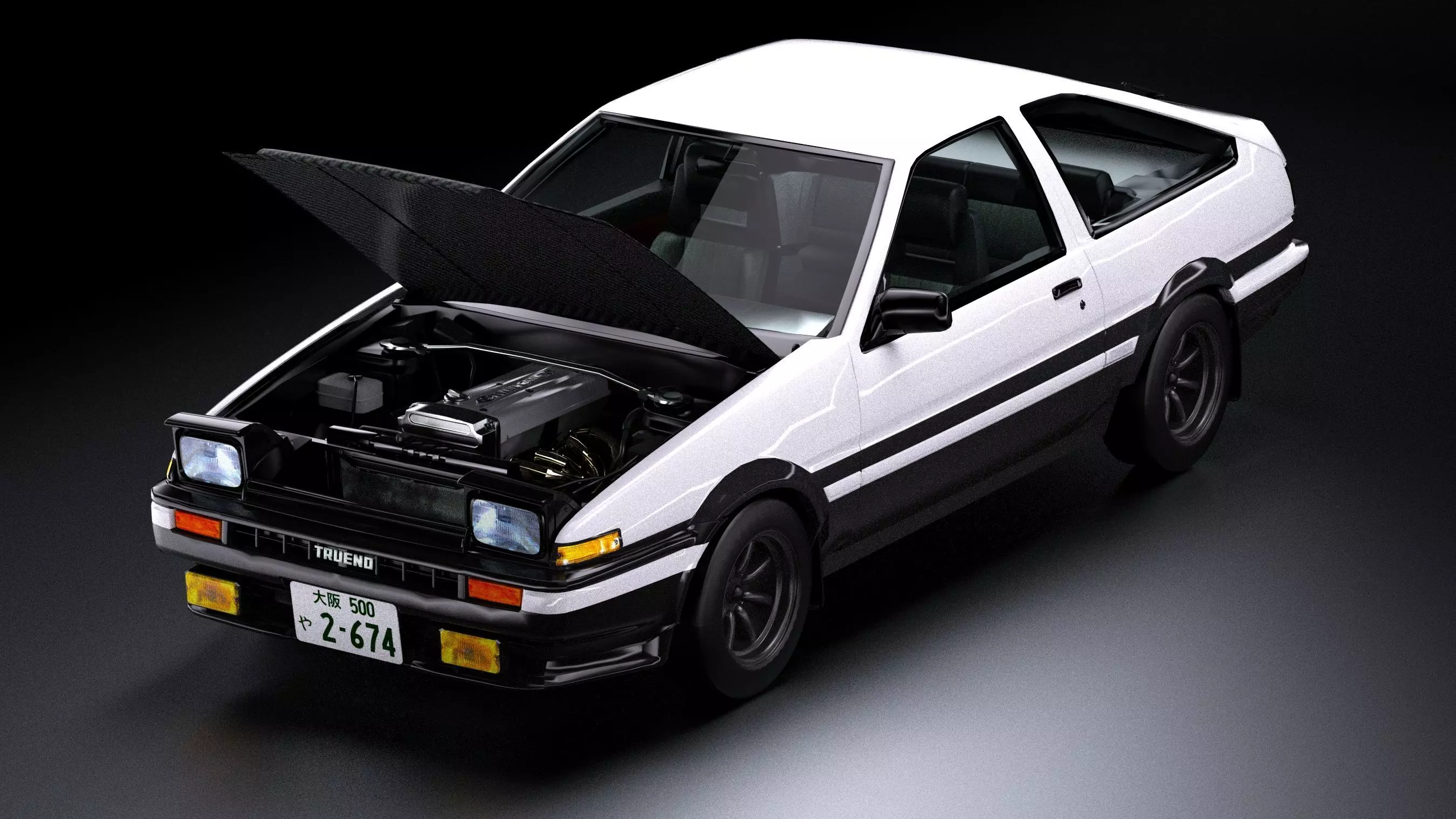 Initial D Takumi Toyota AE86 Trueno GT-Apex  Low-poly 3D model_0