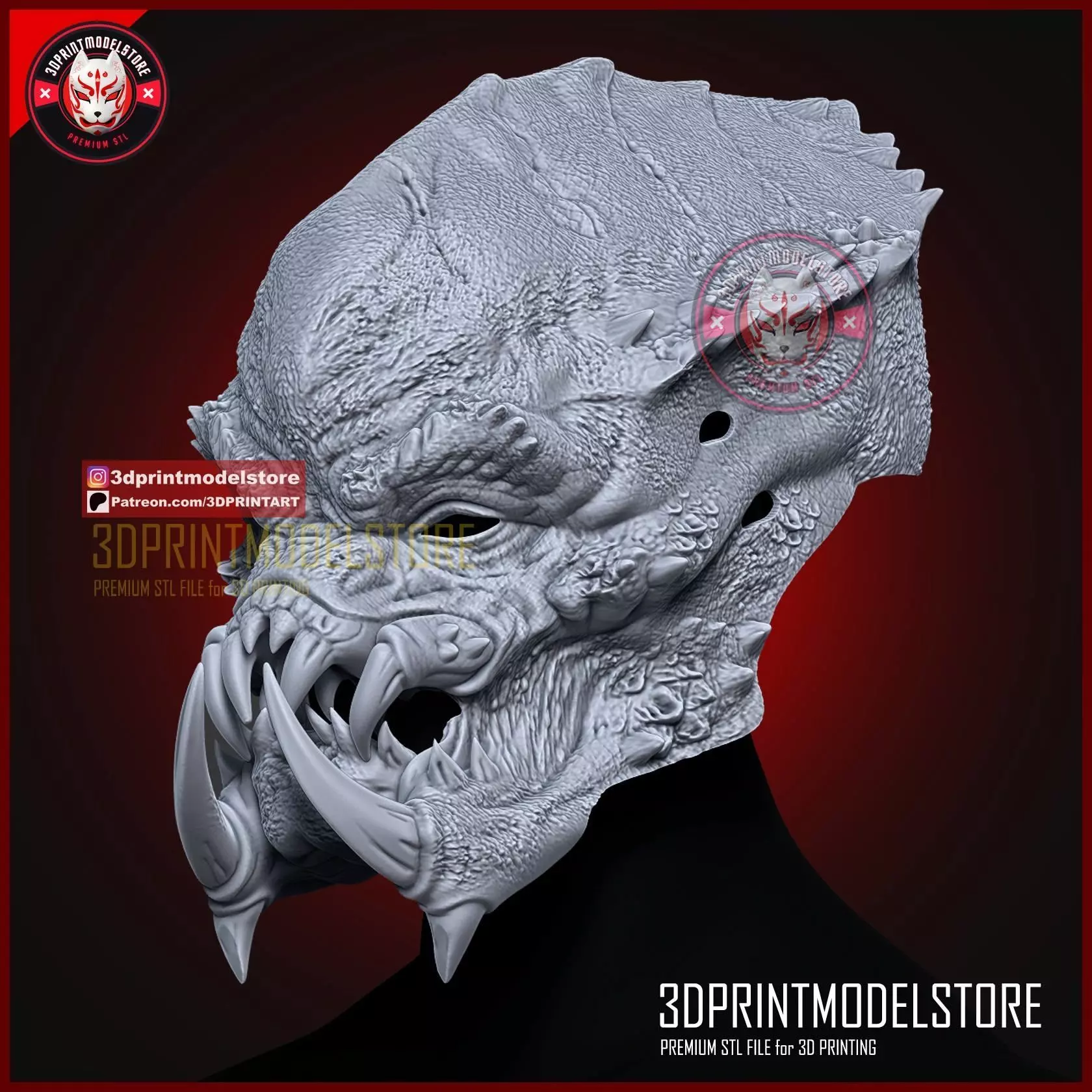 Predator Mask - Predator Helmet - Halloween Cosplay 3D print model_1