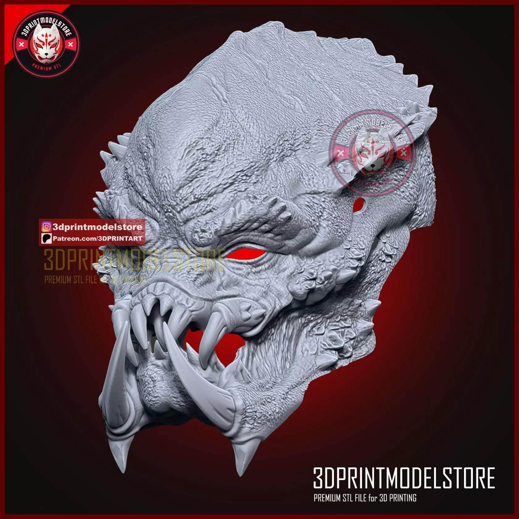 Predator Mask - Predator Helmet - Halloween Cosplay 3D print model_3