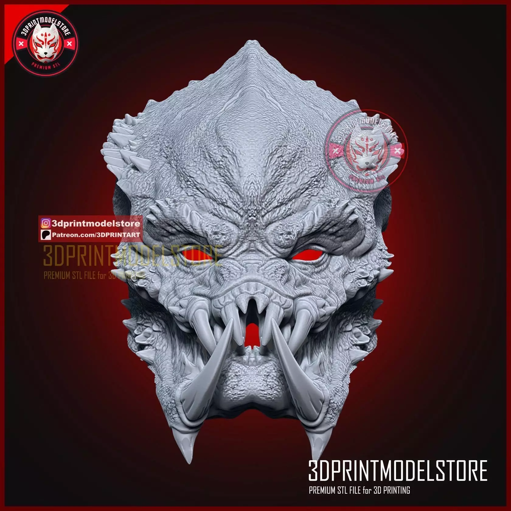 Predator Mask - Predator Helmet - Halloween Cosplay 3D print model_2