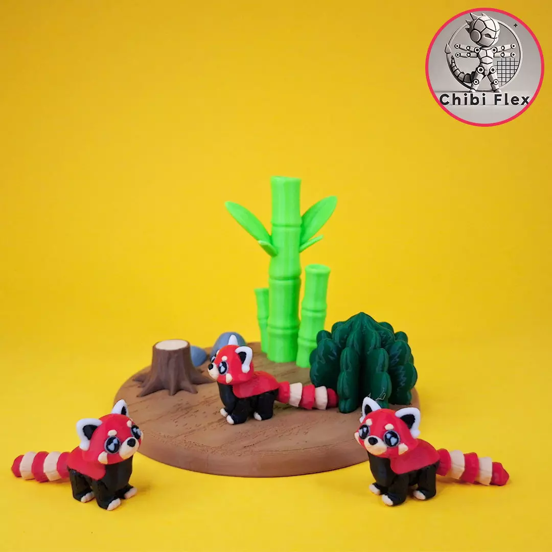 Flexi Baby Red Panda and Diorama kit 3D print model_8