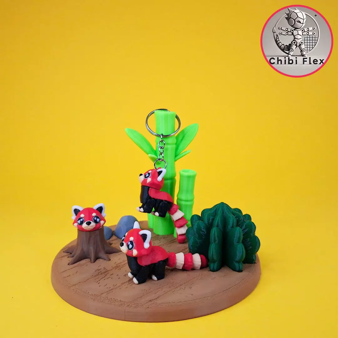 Flexi Baby Red Panda and Diorama kit 3D print model_13
