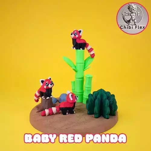 Flexi Baby Red Panda and Diorama kit