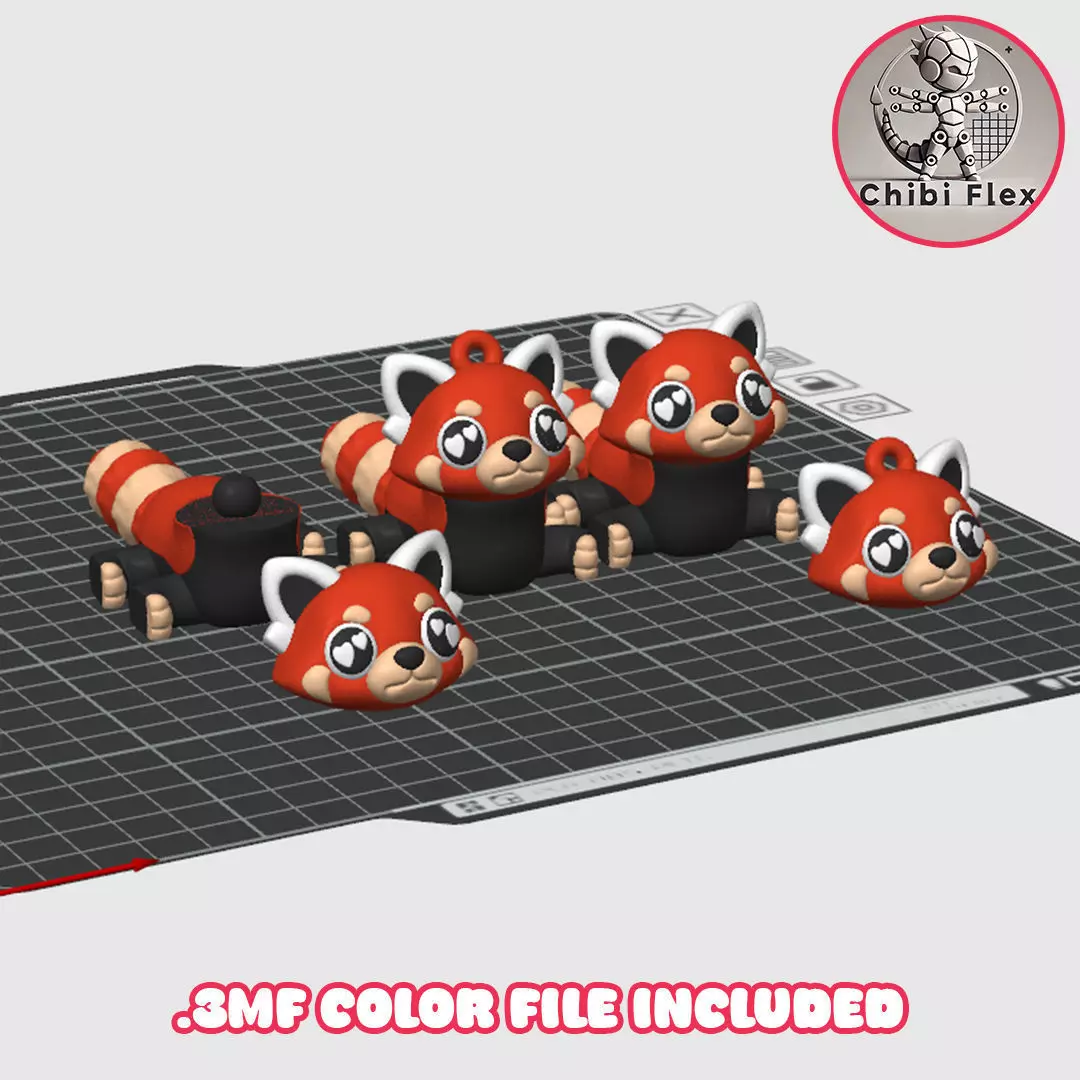 Flexi Baby Red Panda and Diorama kit 3D print model_15