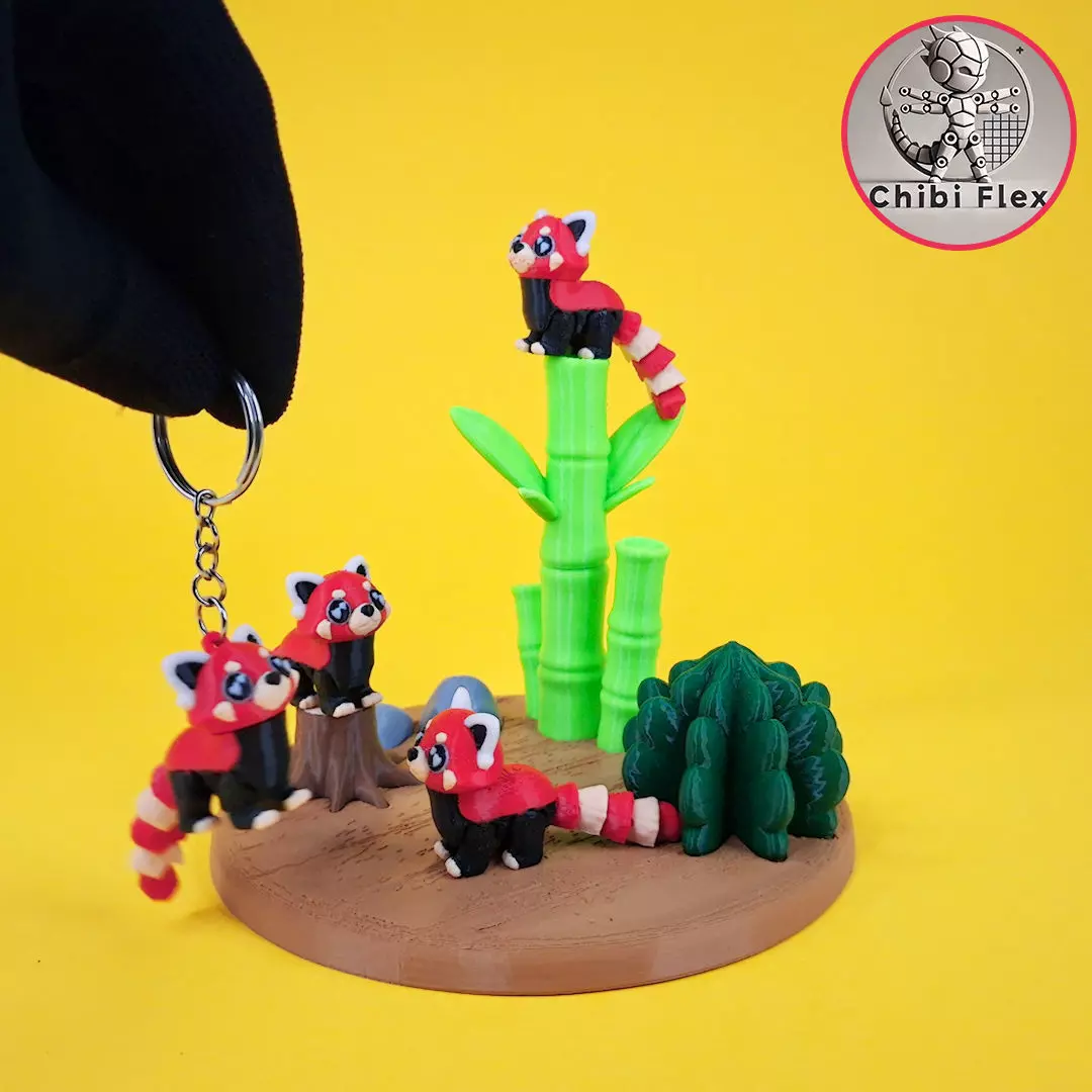 Flexi Baby Red Panda and Diorama kit 3D print model_4